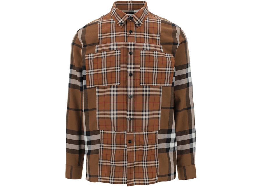 Chemise tissée à carreaux Burberry marron