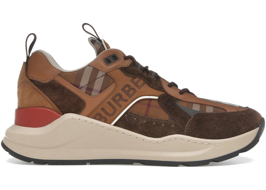 Burberry Check and Suede Sneakers Dark Birch Brown