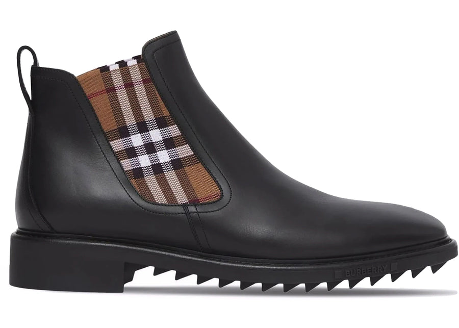 Bottines Burberry à carreaux, noires et marron