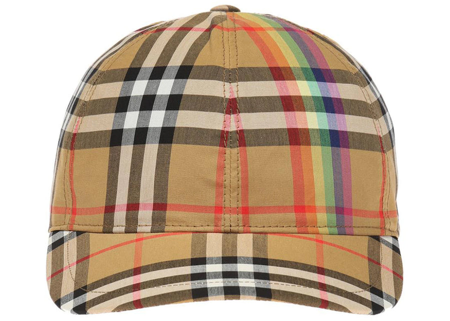 Burberry Checked Baseball Cap Antique Yellow Rainbow