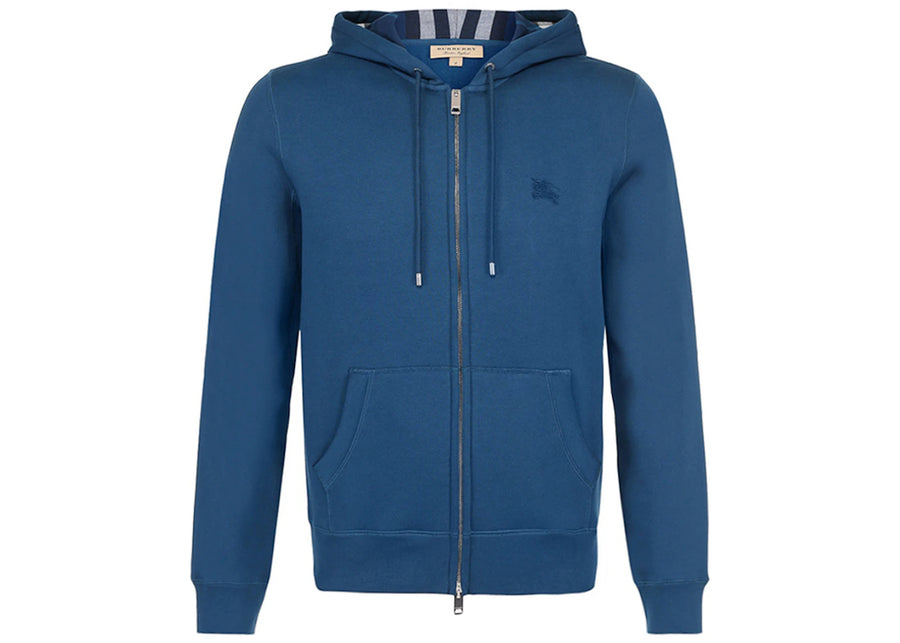 Sweat à capuche zippé Burberry Clarendon Check bleu