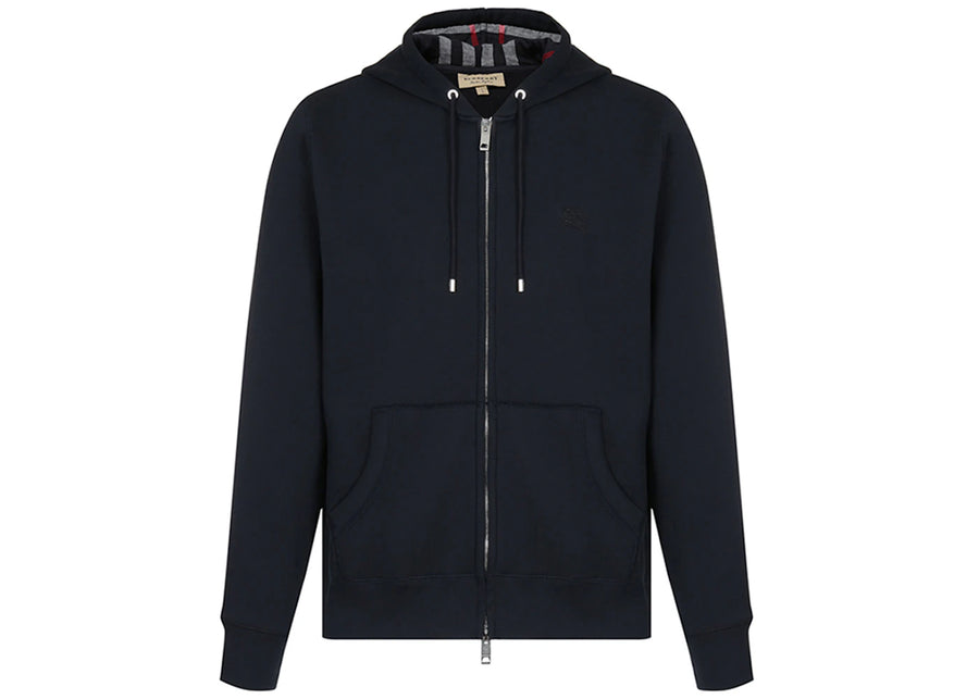 Sweat à capuche zippé Burberry Clarendon Check bleu marine