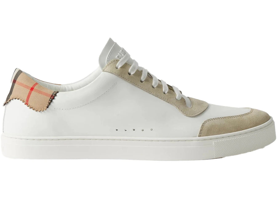 Baskets Burberry à carreaux en coton blanc neutre