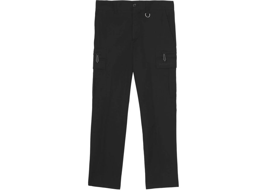 Burberry Cotton Gabardine Cargo Trousers Black
