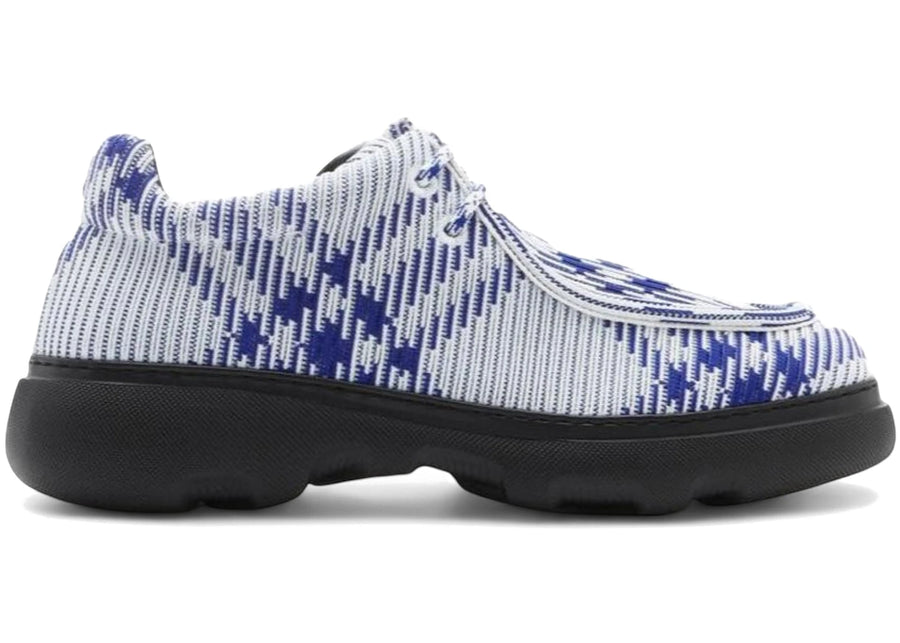 Burberry Creeper à lacets, imprimé à carreaux bleu et blanc
