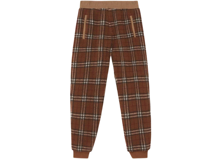 Pantalon en polaire à carreaux Burberry Dimitri, marron foncé