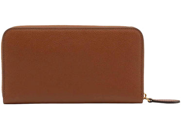 Portefeuille zippé Burberry en cuir embossé couleur fauve