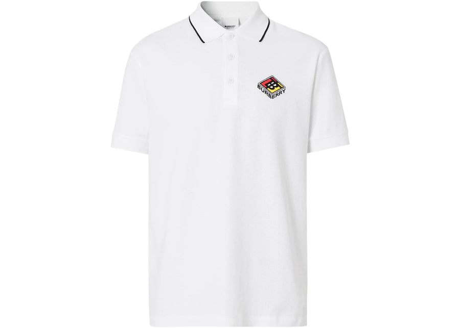 Polo blanc Burberry avec logo brodé