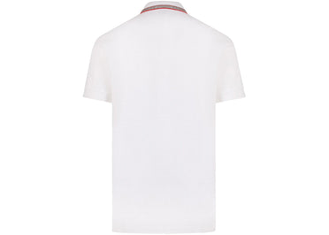 Polo Burberry en coton piqué biologique blanc avec logo brodé