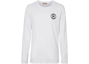 T-shirt blanc à manches longues en coton avec logo brodé Burberry