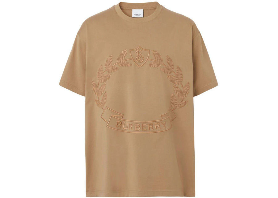 T-shirt en coton beige Burberry avec logo brodé