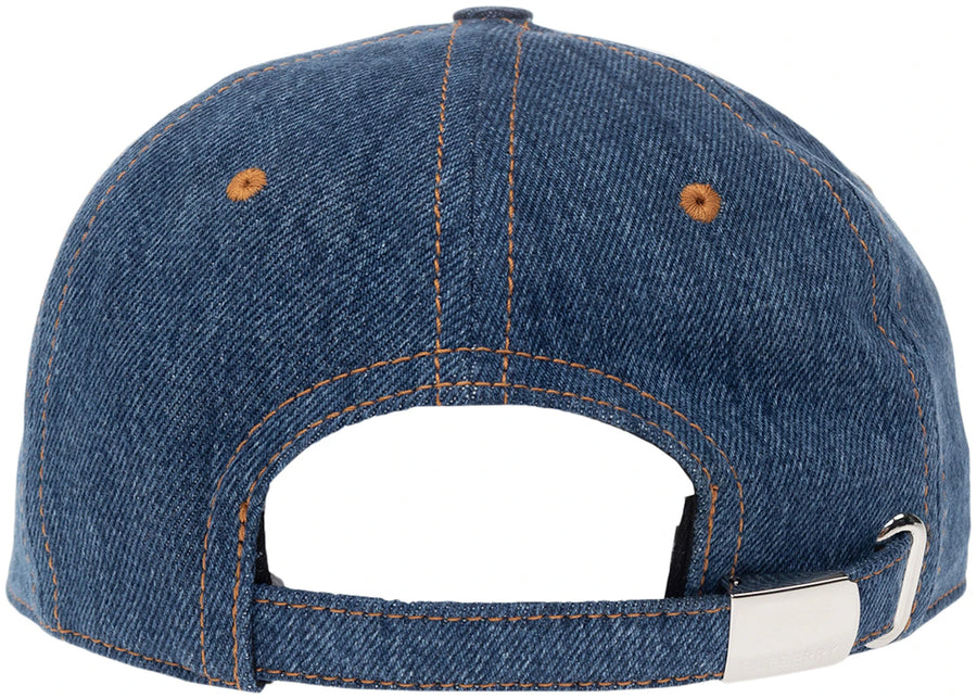Casquette de baseball en denim bleu Burberry avec logo brodé