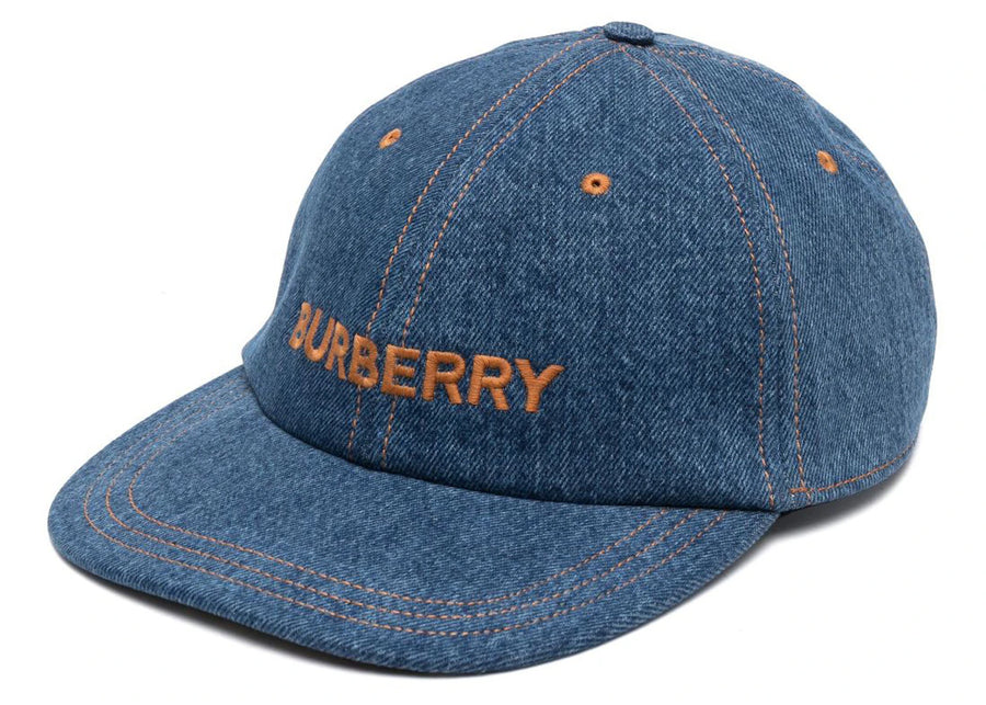 Casquette de baseball en denim bleu Burberry avec logo brodé