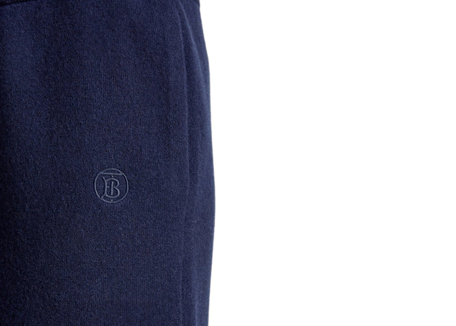 Burberry Embroidered Monogram Cashmere Track Pants Navy