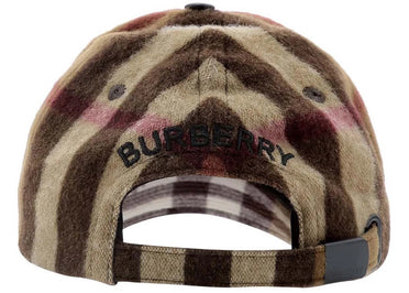Burberry Exaggerated Check Wool Baseball Cap Dark Birch Brown