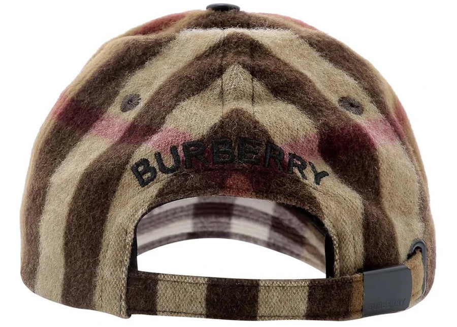 Casquette de baseball Burberry à carreaux exagérés en laine marron foncé