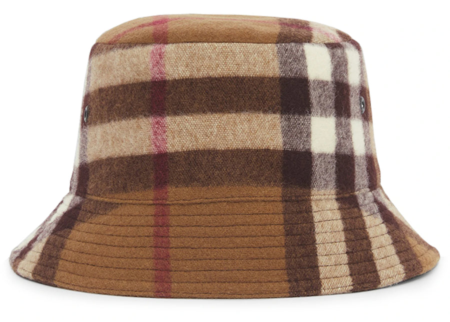 Burberry Exaggerated Check Wool Baseball Hat Birch Brown