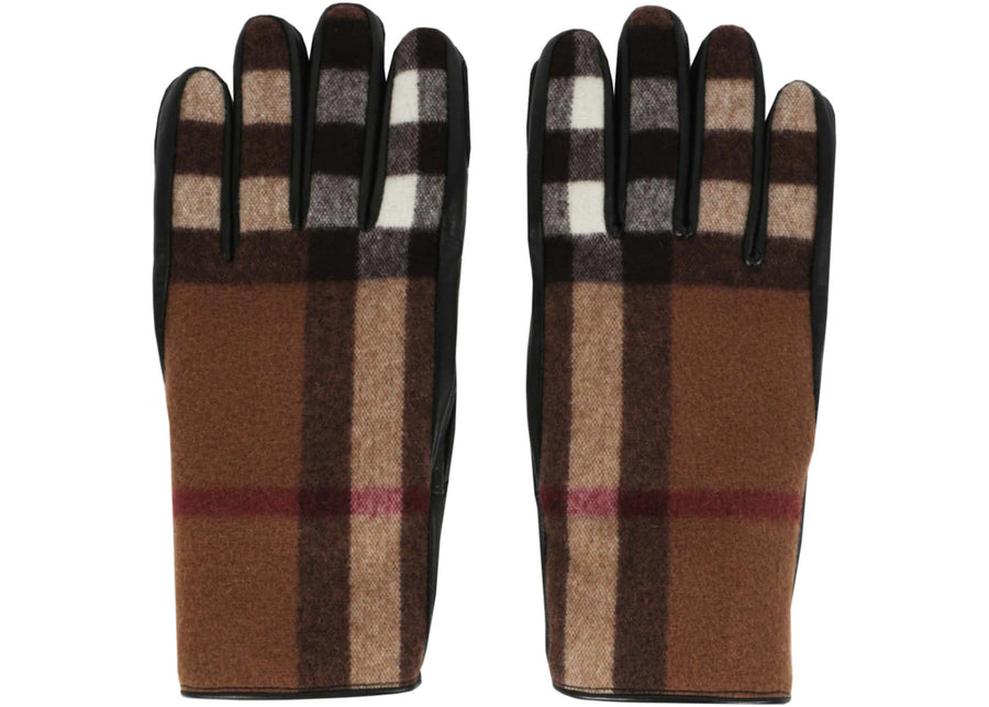 Gants Burberry à carreaux éclatés marron