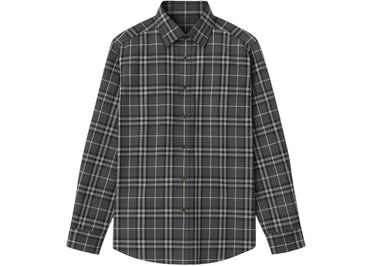 Burberry Flannel Check Cotton Shirt Grey