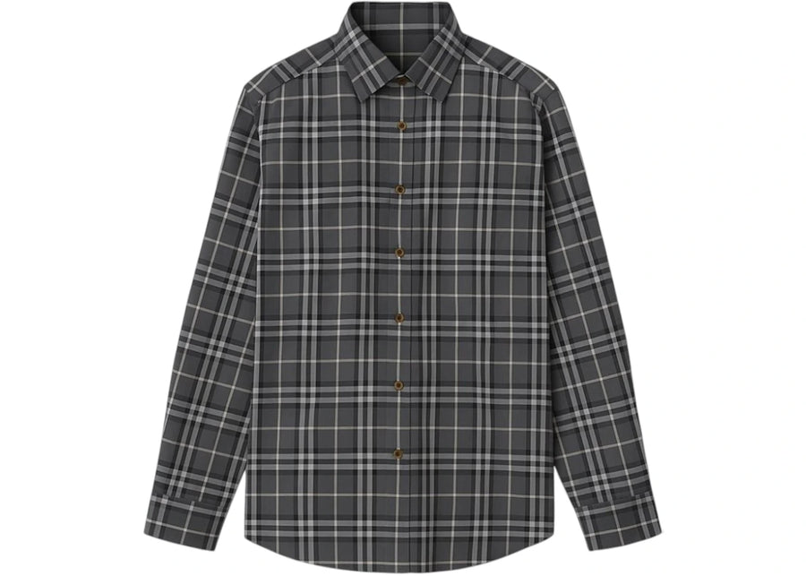Burberry Flannel Check Cotton Shirt Grey