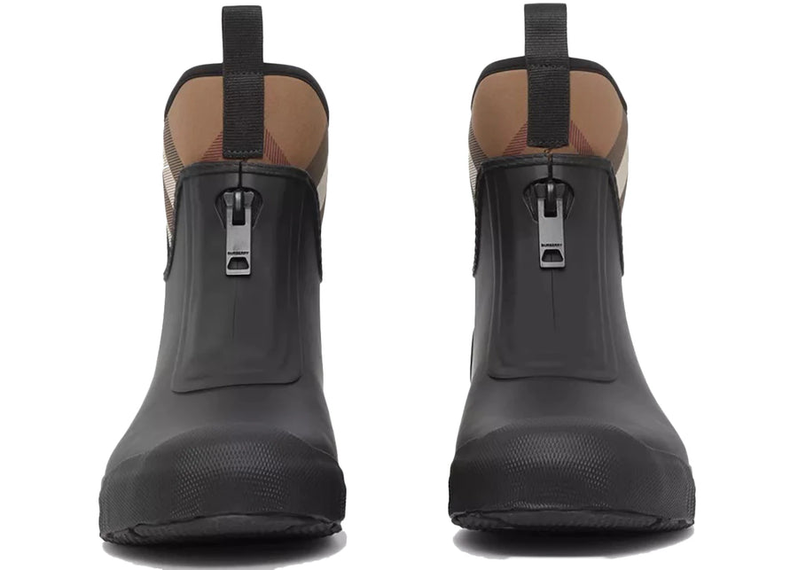Burberry Flinton Rain Boots Black Brown Rubber (Men's)