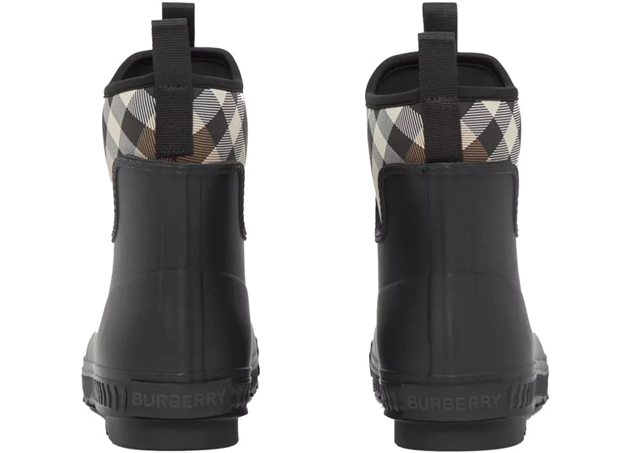 Burberry Flinton Rain Boots Black Brown Rubber (Men's)