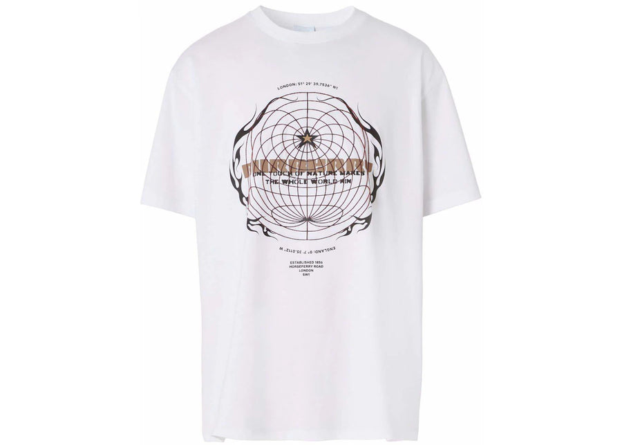 T-shirt blanc Burberry Globe Graphic