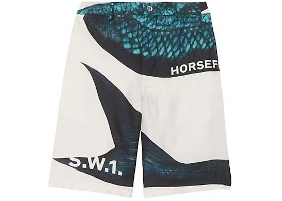 Short Burberry à imprimé graphique bleu encre
