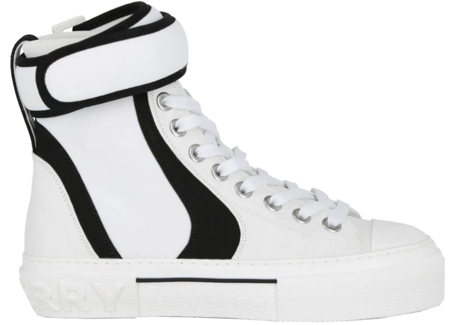 Baskets montantes Burberry à logo blanc et noir (femme)