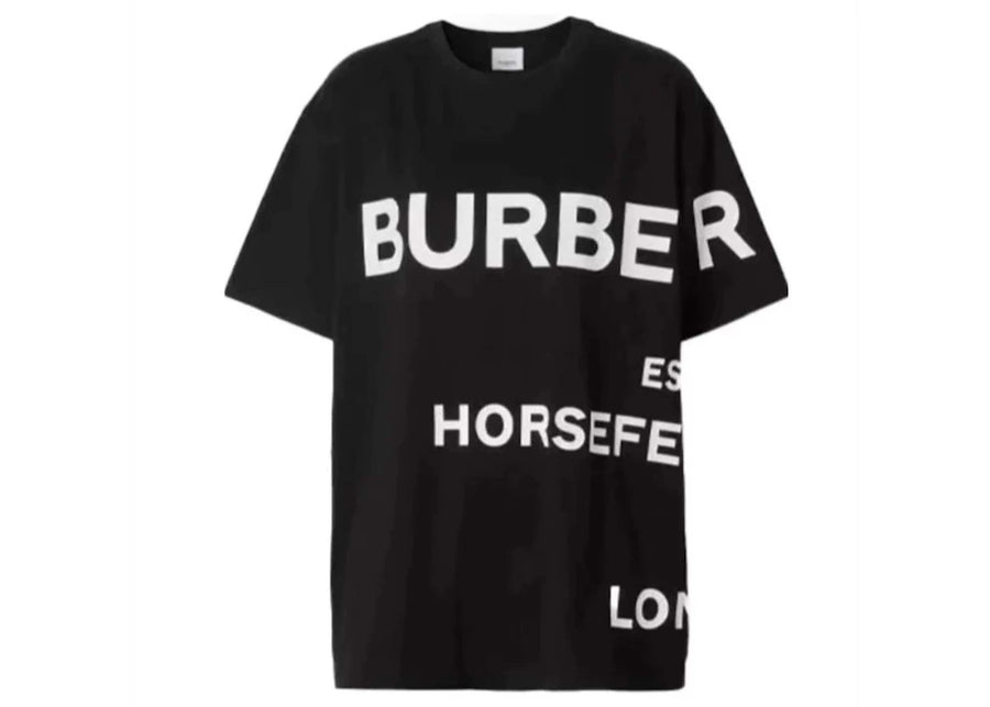 T-shirt Burberry Horseferry en coton imprimé noir et blanc
