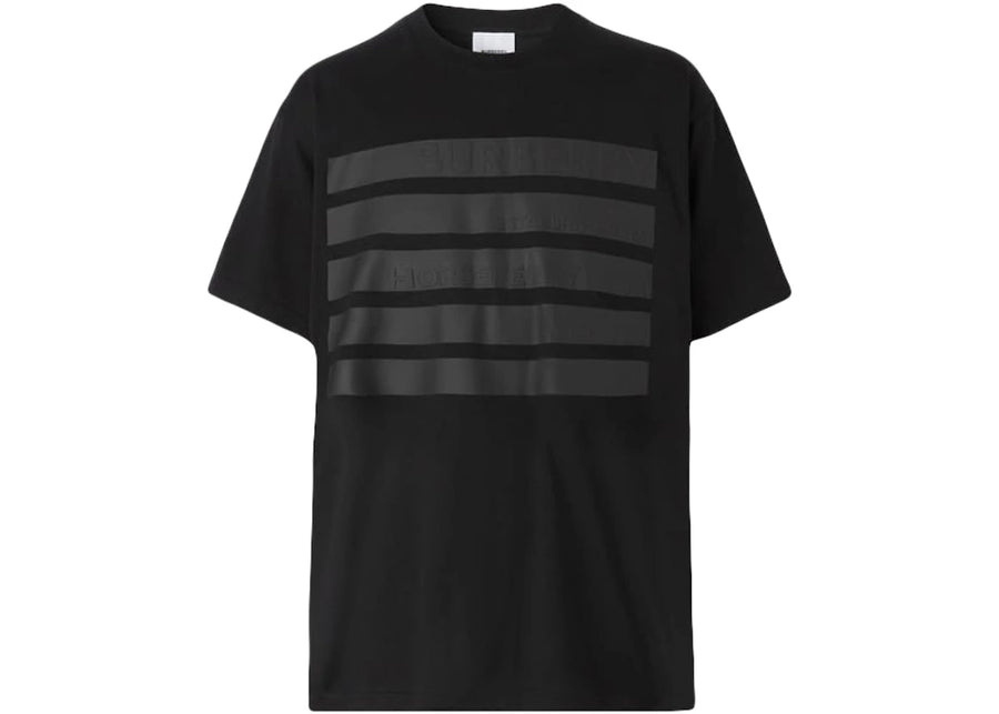 T-shirt oversize en coton noir à rayures Burberry Horseferry