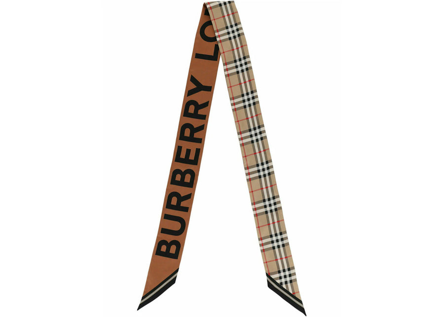 Foulard en soie beige à motif à carreaux Burberry House
