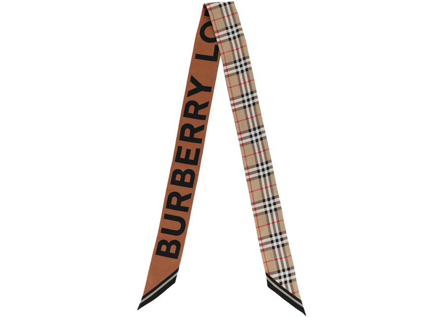 Foulard en soie beige à motif à carreaux Burberry House