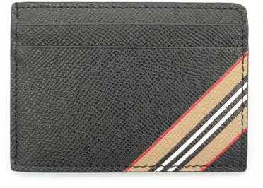 Étui à cartes Burberry Icon Stripe (4 emplacements pour cartes) Noir/Beige