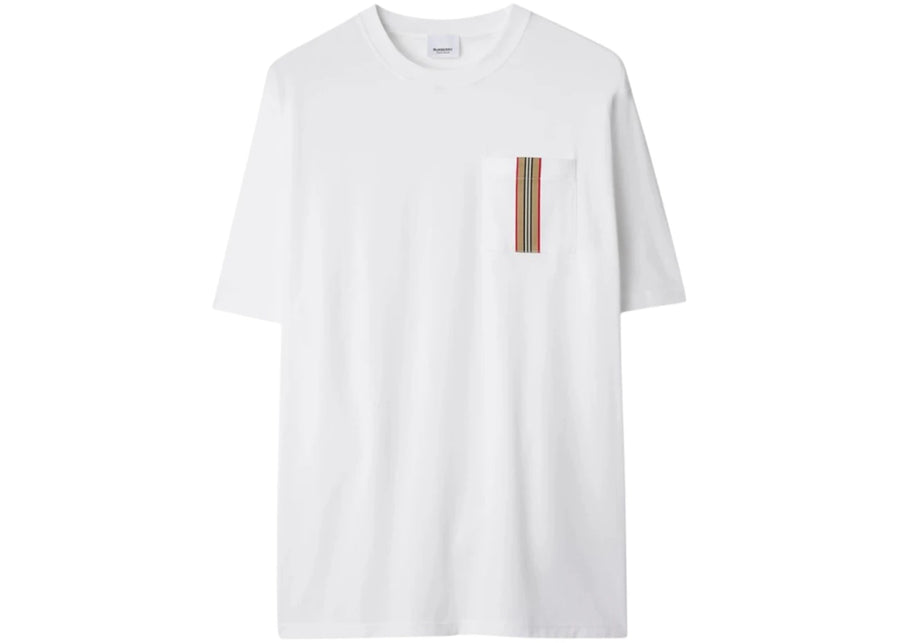 T-shirt Burberry Icon Stripe Ellison à poche blanc