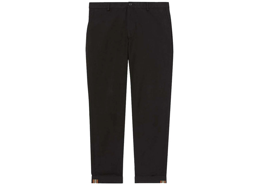 Chino Burberry noir à rayures emblématiques et détail intérieur slim fit