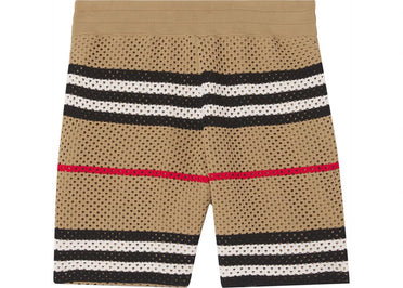 Burberry Icon Stripe Pointelle Knit Shorts Beige