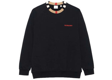 Burberry Icon Stripe Trim Cotton Sweatshirt Black