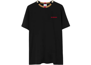 Burberry Icon Stripe Trim Cotton T-shirt Black