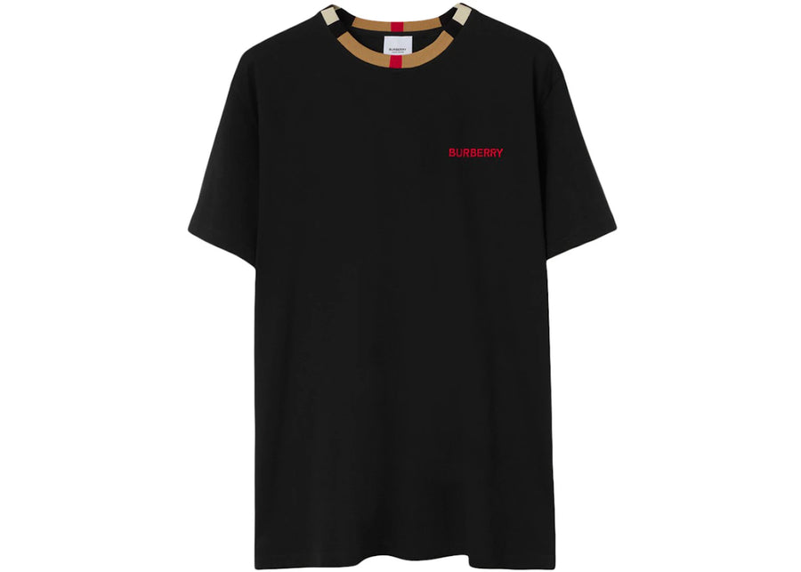 T-shirt Burberry Icon Stripe Trim Cotton Noir