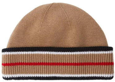 Burberry Knitted Icon Stripe Beanie Camel