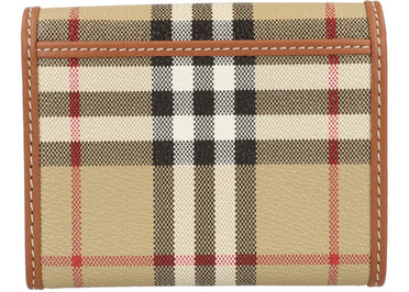 Portefeuille Burberry Lancaster Check à trois volets, beige archive