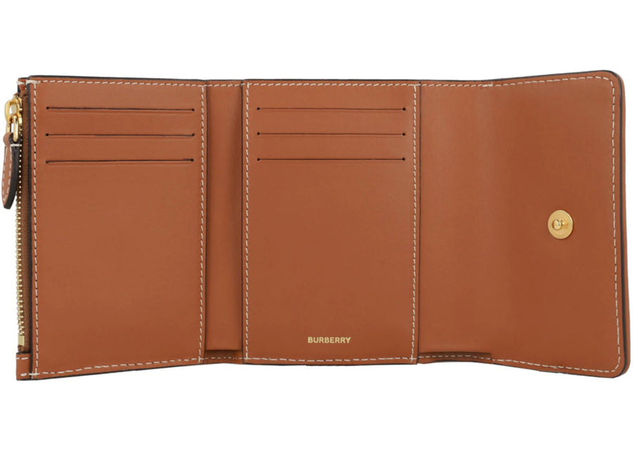 Portefeuille Burberry Lancaster Check à trois volets, beige archive