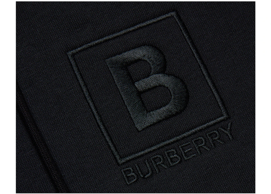 Sweat à capuche zippé Burberry noir en mélange de coton et imprimé de lettres