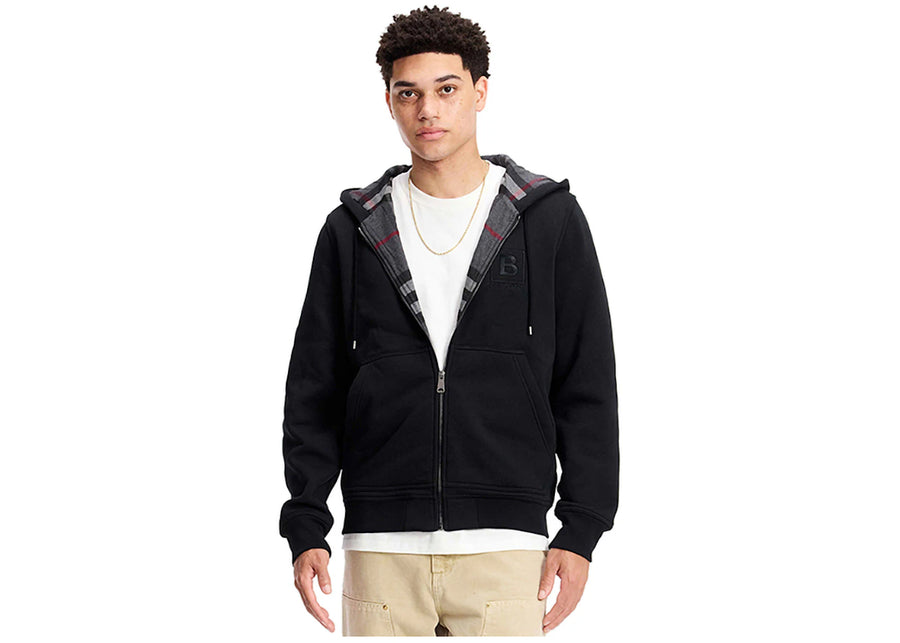 Sweat à capuche zippé Burberry noir en mélange de coton et imprimé de lettres