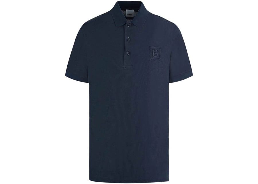 Polo Burberry à motif de lettres en piqué de coton bleu marine