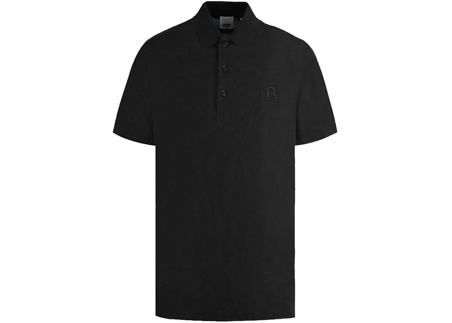 Polo Burberry en piqué de coton noir à motif de lettres