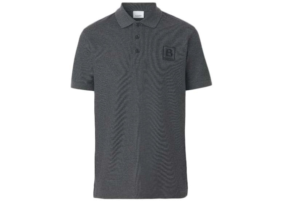 Polo Burberry à motif de lettres en piqué de coton gris foncé
