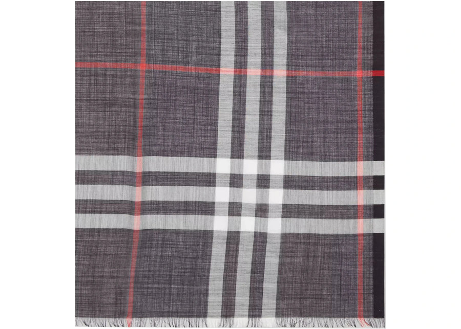 Écharpe légère en laine à carreaux Burberry bleu marine