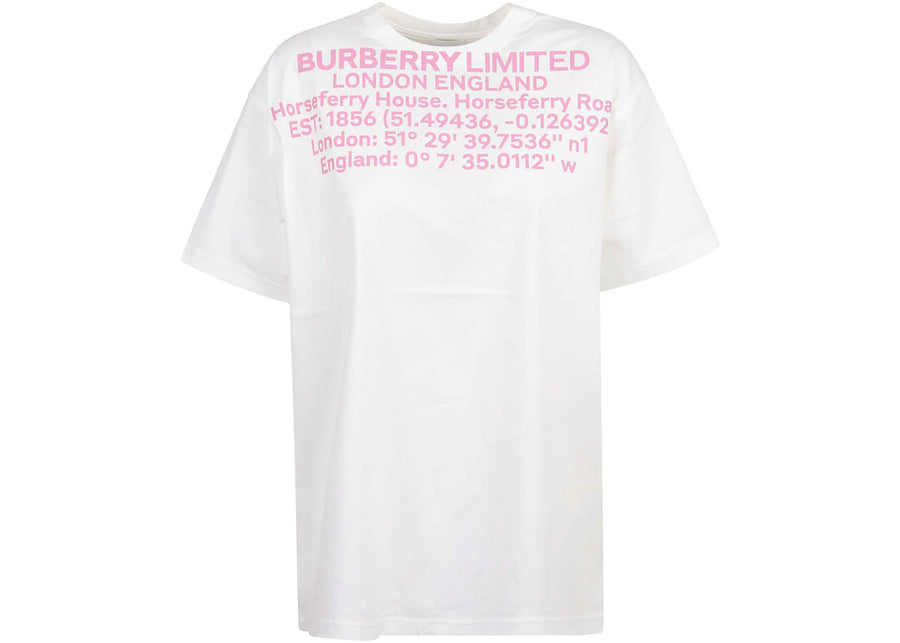 Burberry Location Print T-Shirt White/Pink